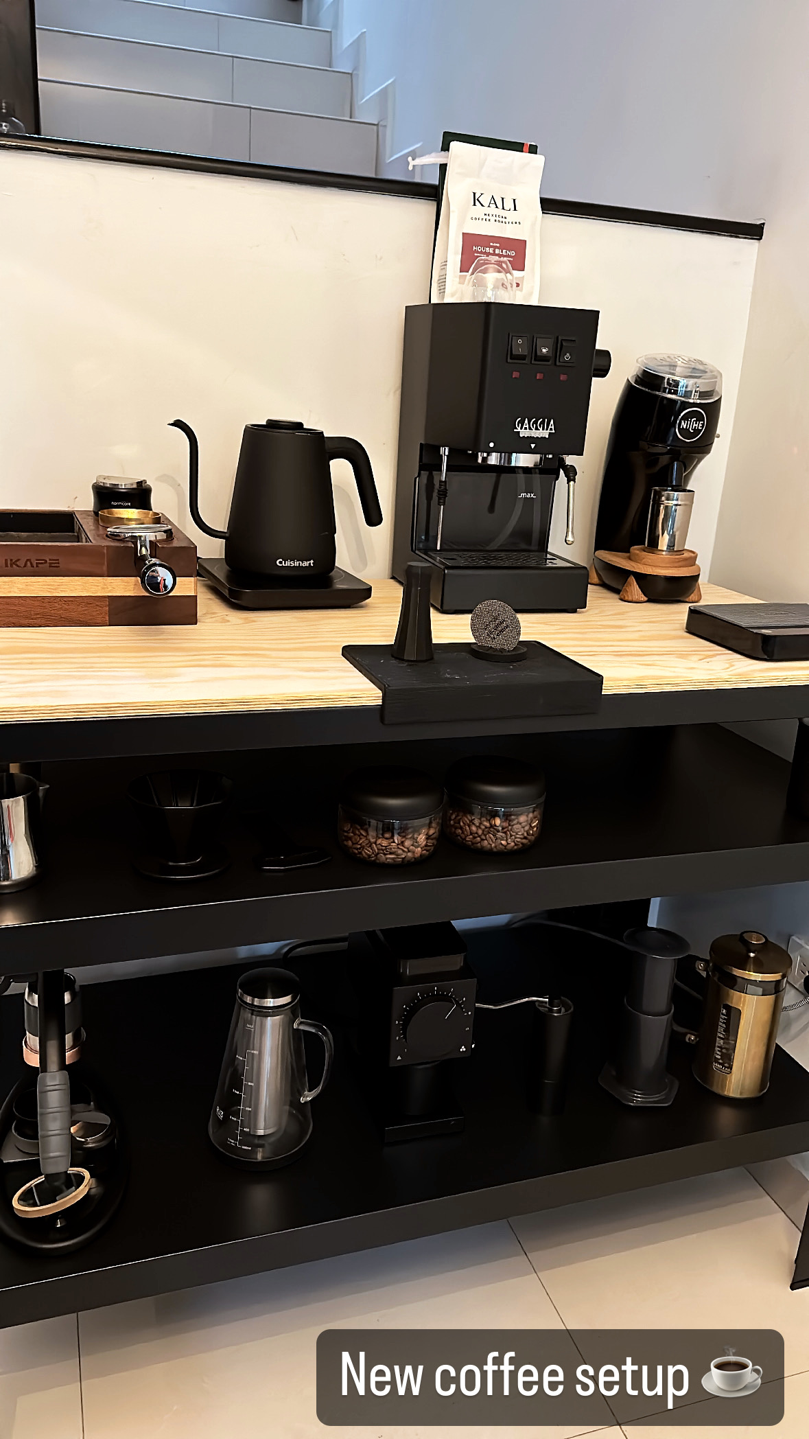 coffee setup with brewing equipment